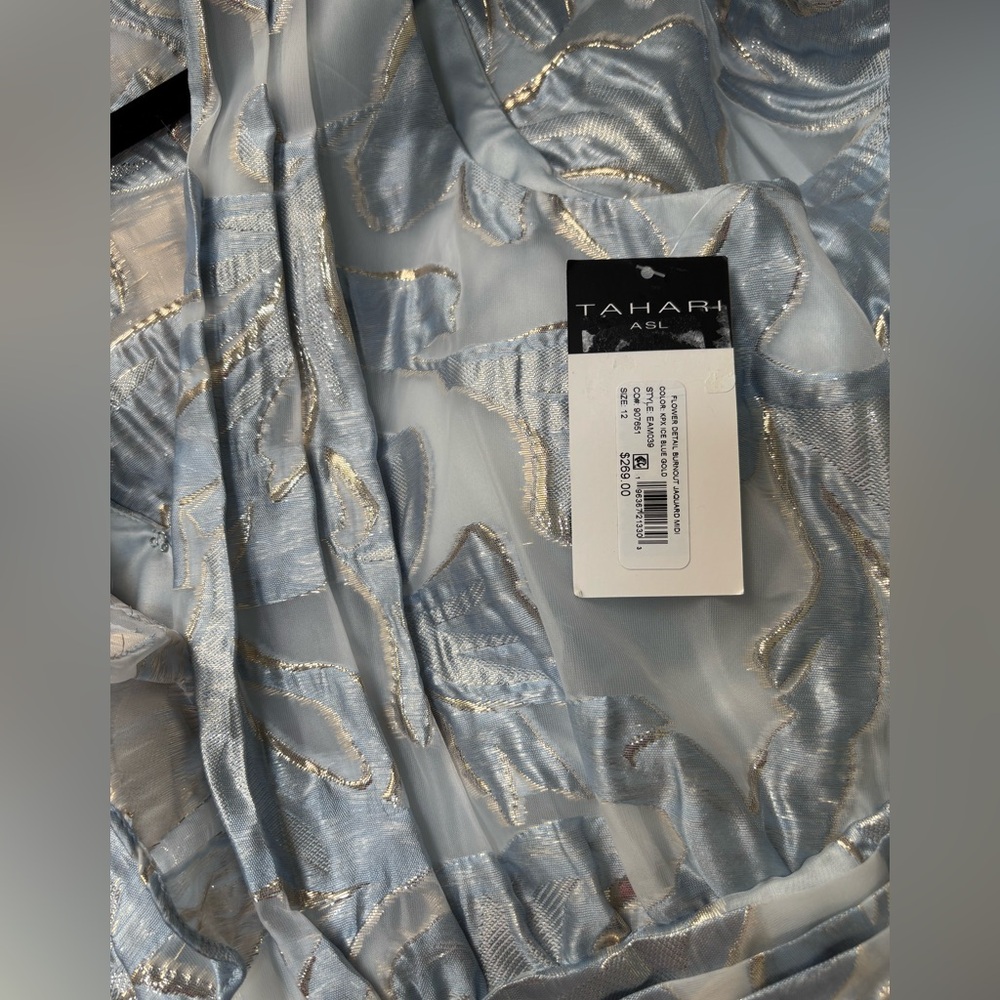 NWT Tahari ASL Floral Jacquard Metallic Midi/Maxi Dress 12 - Picture 12 of 12